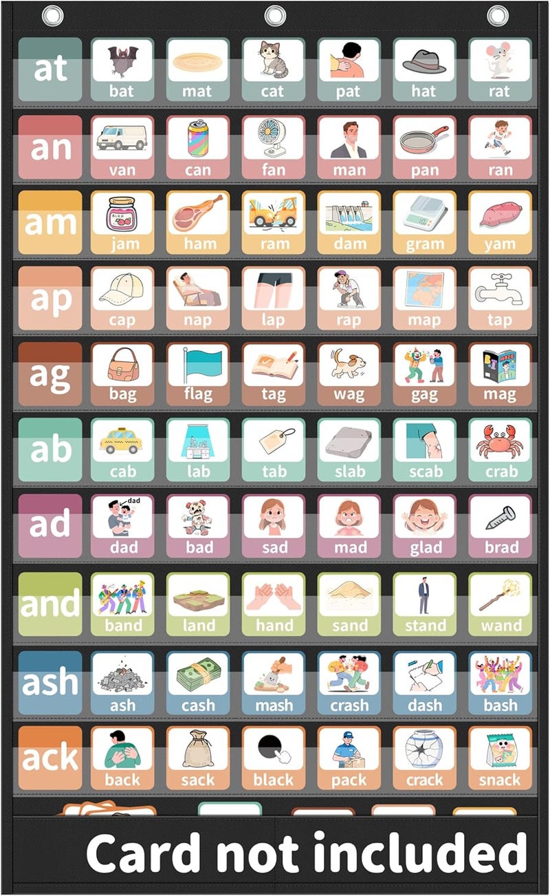 Yoink 10+2 Pockets Standard Pocket Chart, Clear 10 Pockets for Alphabet Learning with 2 Extra Storage Pocket, Chore Chart, Word Wall and Sentence Strips Chart for Classroom, Black (44.9" x 28.1") - Image 1